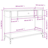 Tavolino Consolle Grigio Sonoma 100x34,5x75cm Legno Multistrato