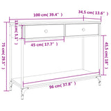 Tavolino Consolle Grigio Sonoma 100x34,5x75cm Legno Multistrato