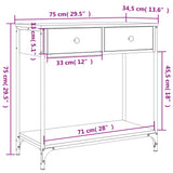 Tavolino Consolle Grigio Sonoma 75x34,5x75cm Legno Multistrato