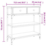 Tavolino Consolle Nero 72,5x25x75 cm in Legno Multistrato