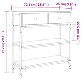 Tavolino Consolle Rovere Sonoma 72,5x25x75cm Legno Multistrato