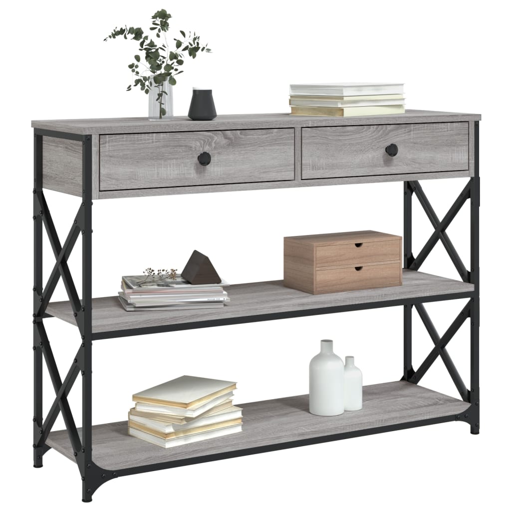 Tavolo Consolle Grigio Sonoma 100x28x75 cm in Legno Multistrato