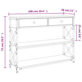 Tavolo Consolle Grigio Sonoma 100x28x75 cm in Legno Multistrato