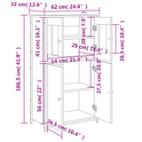 Credenza Nera 62x32x106,5 cm in Legno Multistrato