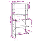 Scaffale da Cucina 6 Ripiani Nero 90x40x180cm Legno Multistrato