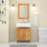 Specchio da Bagno Marrone 50x70x3 cm in Legno di Mango e Vetro