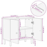 Mobile Lavabo da Bagno Nero 62x33x58 cm Legno Massello di Mango