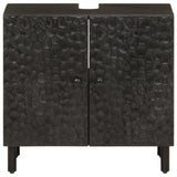 Mobile Lavabo da Bagno Nero 62x33x58 cm Legno Massello di Mango