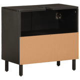 Mobile Lavabo da Bagno Nero 62x33x58 cm Legno Massello di Mango