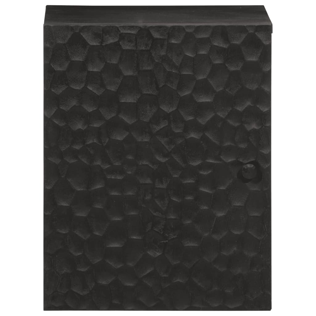 Mobile da Bagno a Parete Nero 38x33x48 cm Legno Massello Mango