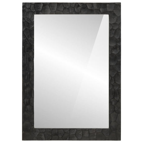 Specchio da Bagno Nero 50x70x2,5cm Legno Massello Mango e Vetro