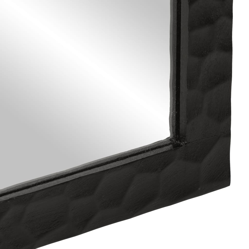 Specchio da Bagno Nero 50x70x2,5cm Legno Massello Mango e Vetro