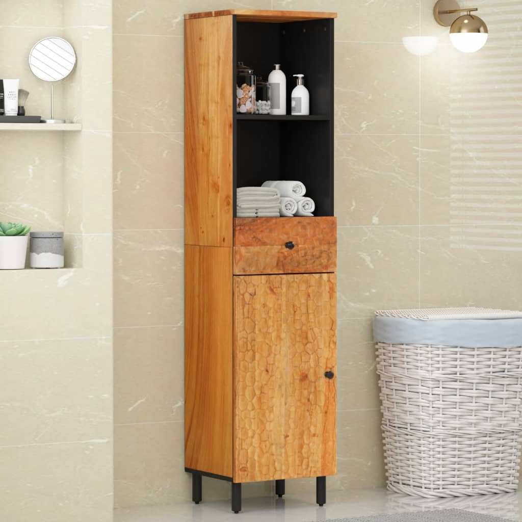 Mobile da Bagno 38x33x160 cm in Legno Massello di Acacia