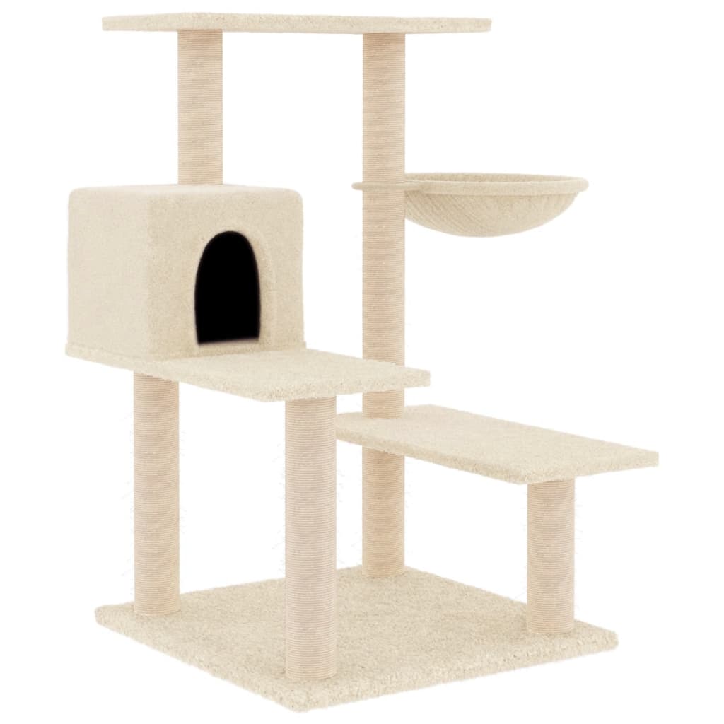 Albero per Gatti con Tiragraffi in Sisal Crema 82,5 cm