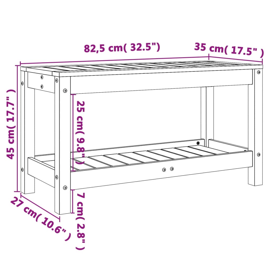 Panca da Giardino Nera 82,5x35x45 cm in Legno Massello di Pino