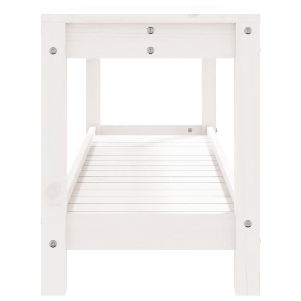 Panca da Giardino Bianca 108x35x45 cm Legno Massello di Pino