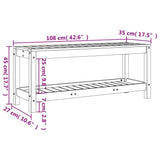 Panca da Giardino Bianca 108x35x45 cm Legno Massello di Pino