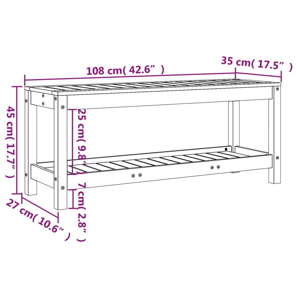 Panca da Giardino 108x35x45 cm in Legno Massello di Douglas