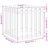 Fioriera Giardino Design a Recinzione 60x60x60 cm Massello Pino