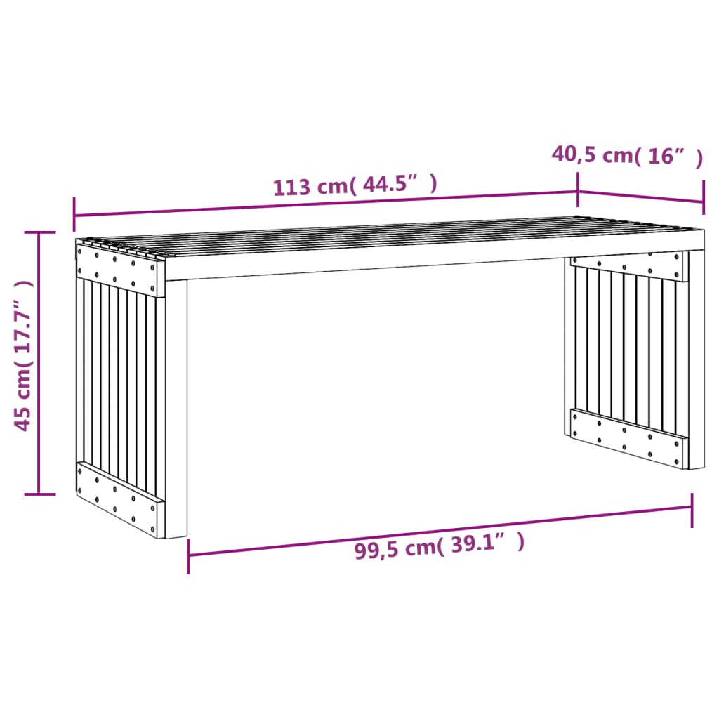 Panca da Giardino Estensibile 212,5x40,5x45 cm Massello Pino