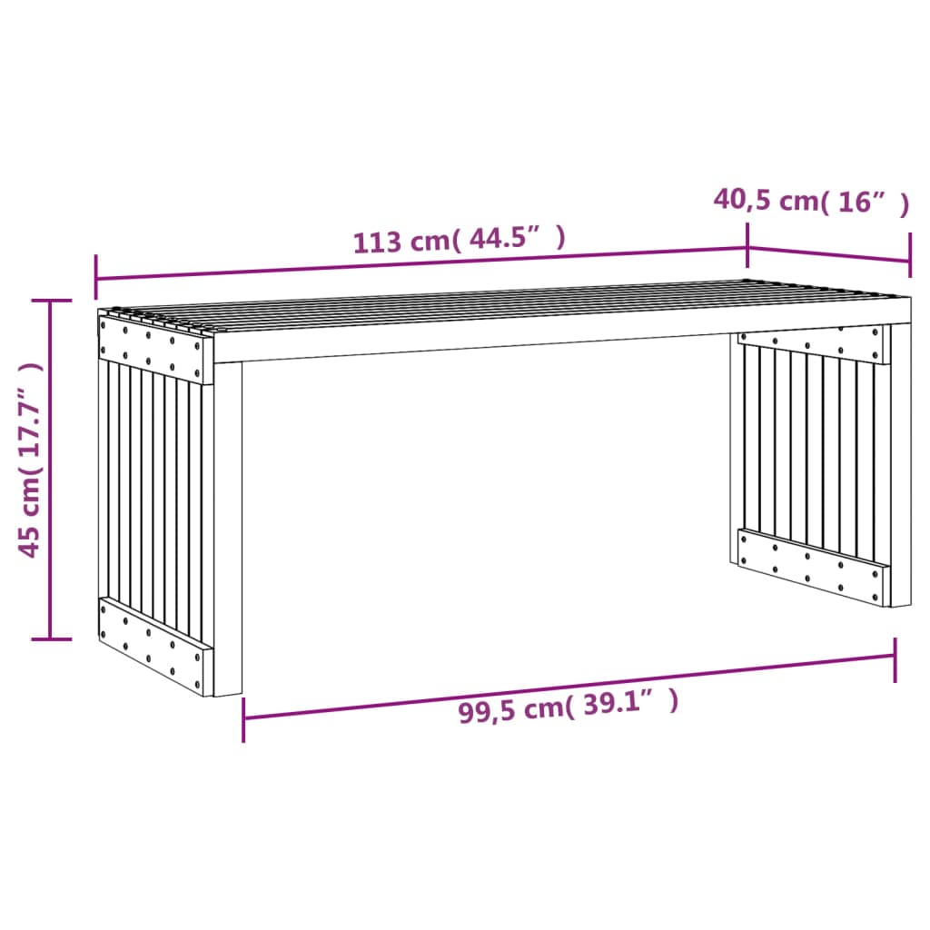 Panca Giardino Estensibile Nera 212,5x40,5x45cm Massello Pino