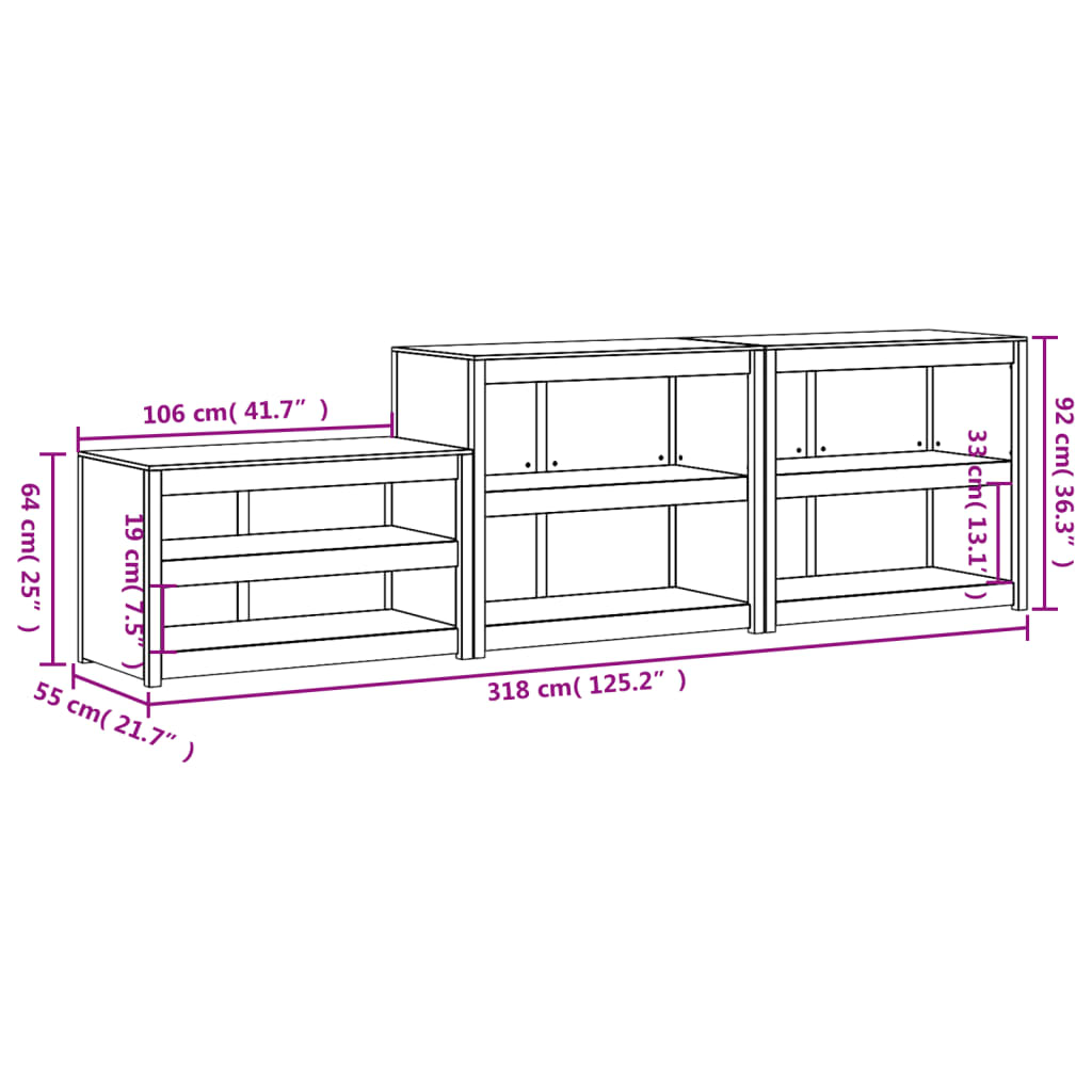 Mobili da Cucina da Esterno 3 pz Bianchi Legno Massello di Pino