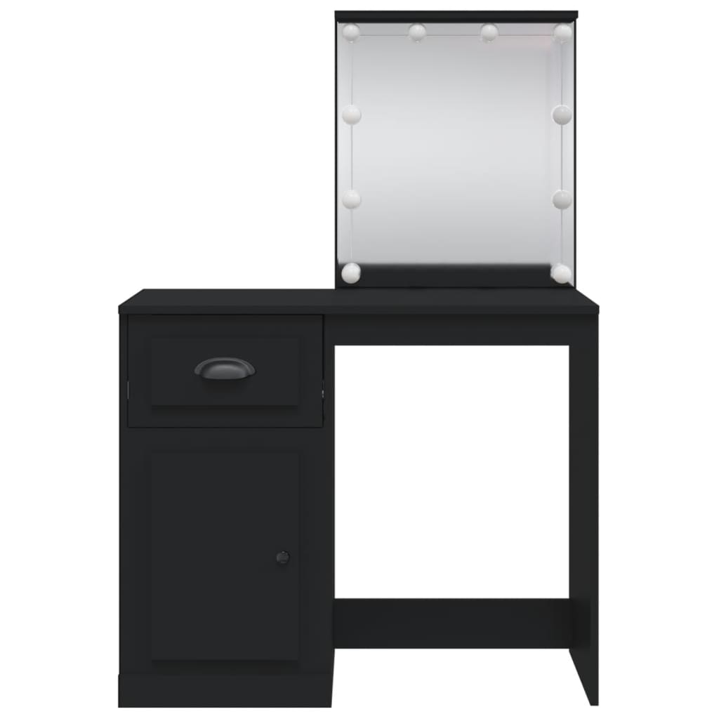 Toeletta con Luci LED Nera 90x42x132,5 cm