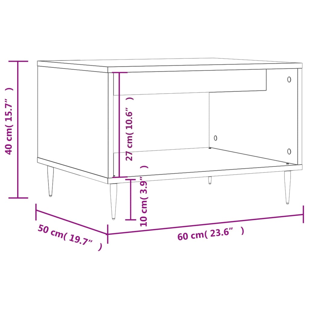 Tavolino da Salotto Grigio Cemento 60x50x40cm Legno Multistrato