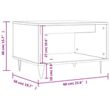 Tavolino da Salotto Grigio Cemento 60x50x40cm Legno Multistrato