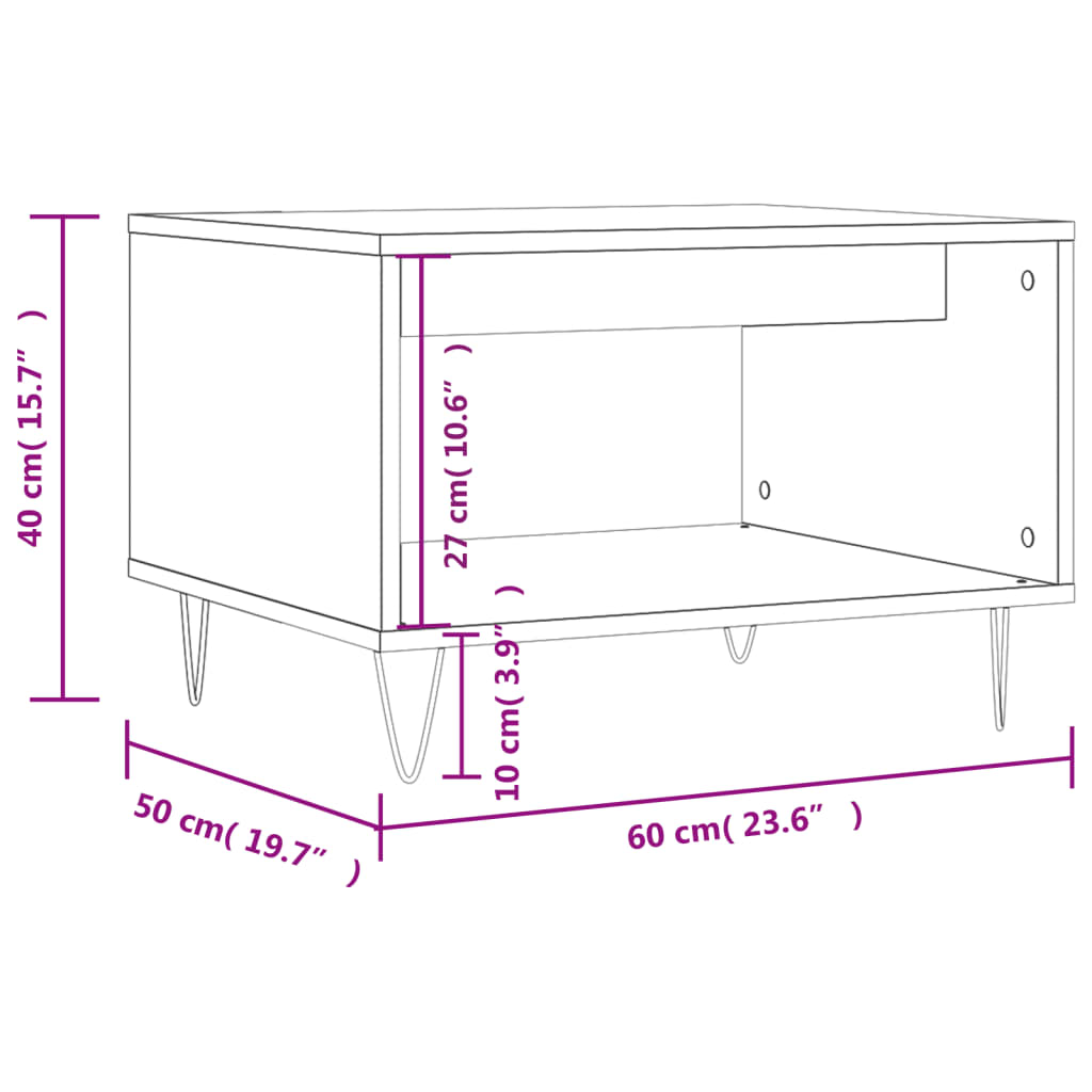 Tavolino da Salotto Rovere Fumo 60x50x40 cm Legno Multistrato