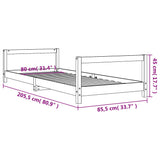 Giroletto per Bambini Bianco 80x200cm in Legno Massello di Pino