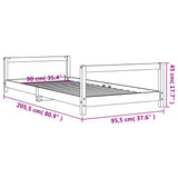 Giroletto per Bambini Bianco 90x200cm in Legno Massello di Pino