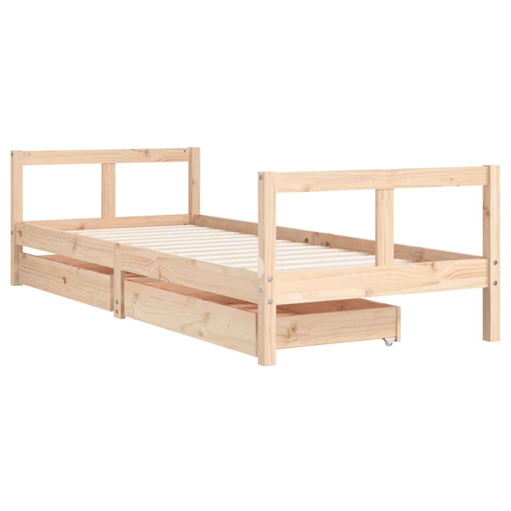 Giroletto Bambini con Cassetti 80x200 cm Legno Massello di Pino