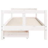 Giroletto Bambini con Cassetti Bianco 80x200cm Massello di Pino