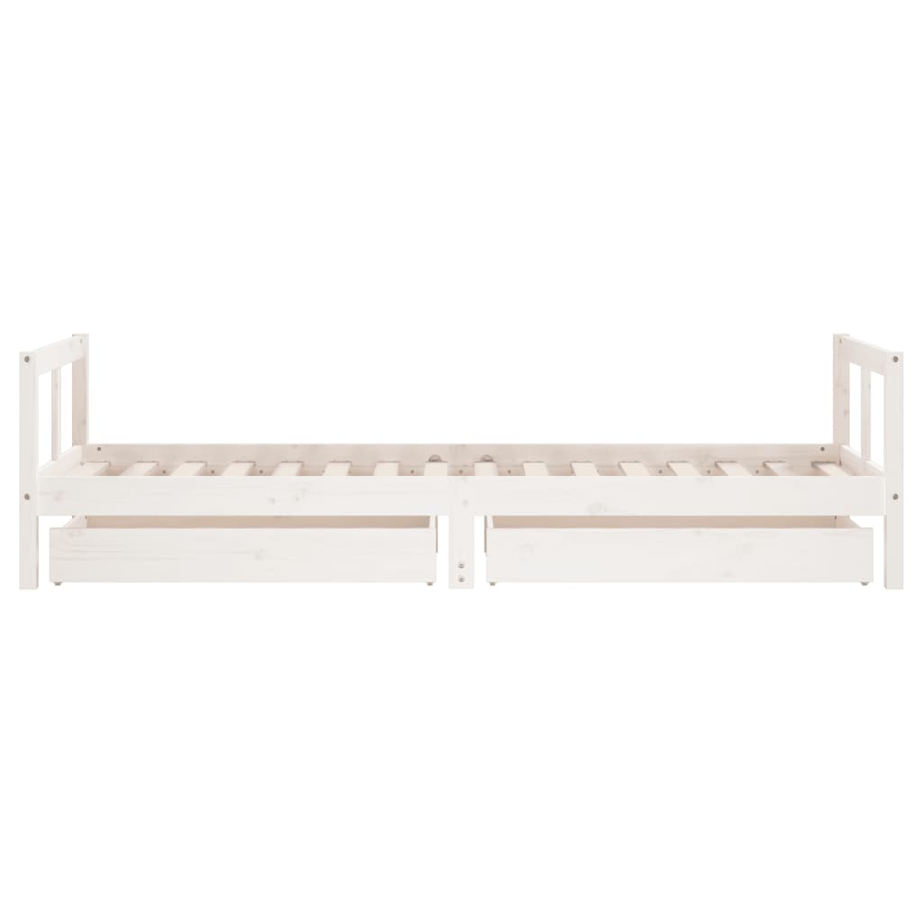 Giroletto Bambini con Cassetti Bianco 80x200cm Massello di Pino