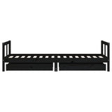 Giroletto Bambini con Cassetti Nero 80x200cm Massello di Pino