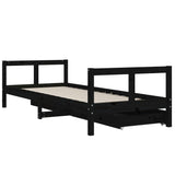 Giroletto Bambini con Cassetti Nero 80x200cm Massello di Pino