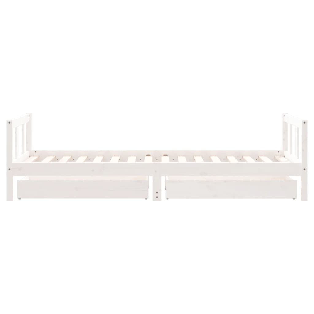 Giroletto Bambini con Cassetti Bianco 90x200cm Massello di Pino