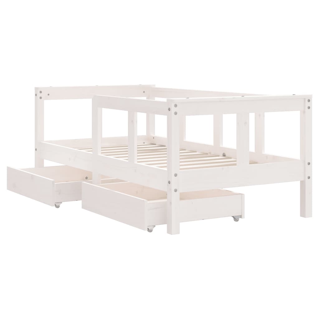 Giroletto Bambini con Cassetti Bianco 70x140cm Massello di Pino