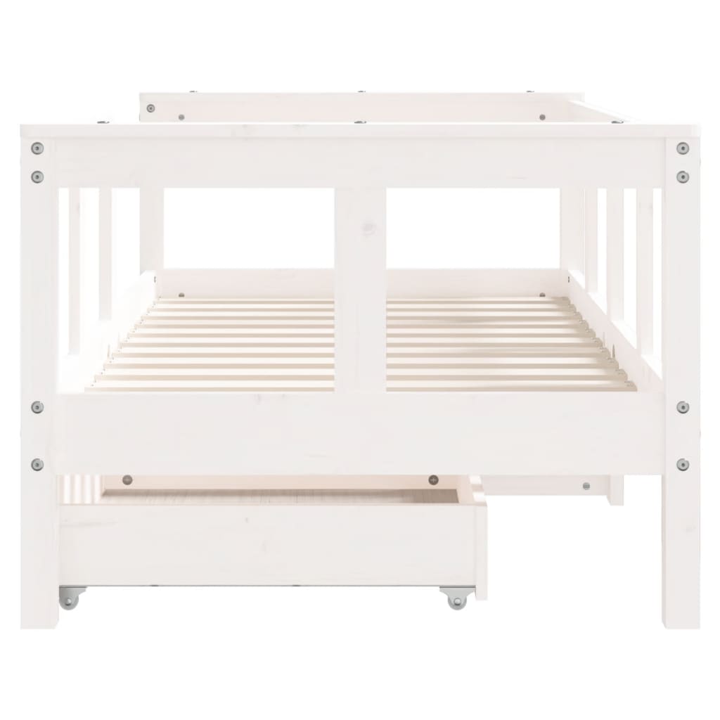 Giroletto Bambini con Cassetti Bianco 70x140cm Massello di Pino