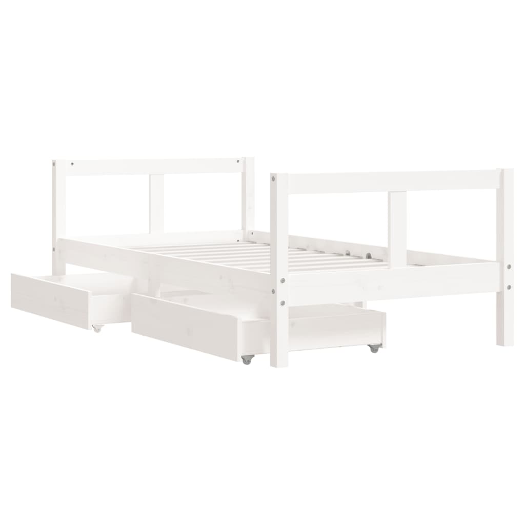 Giroletto Bambini con Cassetti Bianco 80x160 cm Massello Pino