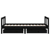 Giroletto per Bambini con Cassetti Nero 80x160 cm Massello Pino