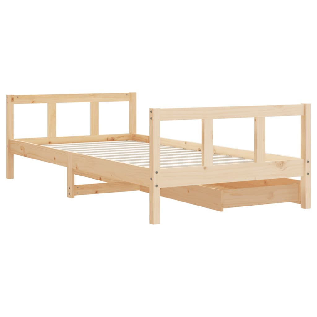 Giroletto per Bambini con Cassetti 90x190cm Legno Massello Pino