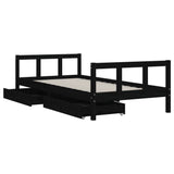 Giroletto per Bambini con Cassetti Nero 90x190 cm Massello Pino