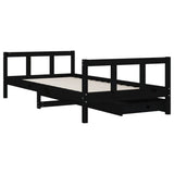 Giroletto per Bambini con Cassetti Nero 90x190 cm Massello Pino