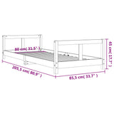 Giroletto per Bambini Bianco 80x200cm in Legno Massello di Pino