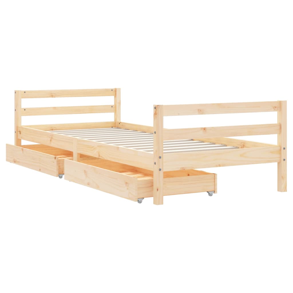 Giroletto Bambini con Cassetti 80x200 cm Legno Massello di Pino