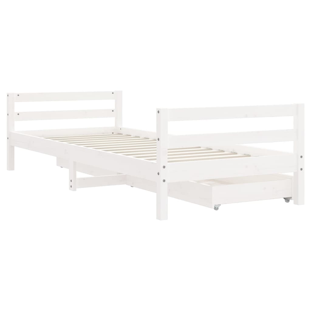 Giroletto Bambini con Cassetti Bianco 80x200cm Massello di Pino