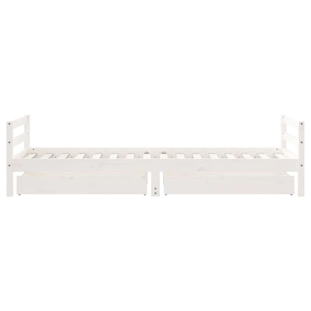 Giroletto Bambini con Cassetti Bianco 90x200cm Massello di Pino