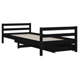 Giroletto Bambini con Cassetti Nero 90x200cm Massello di Pino